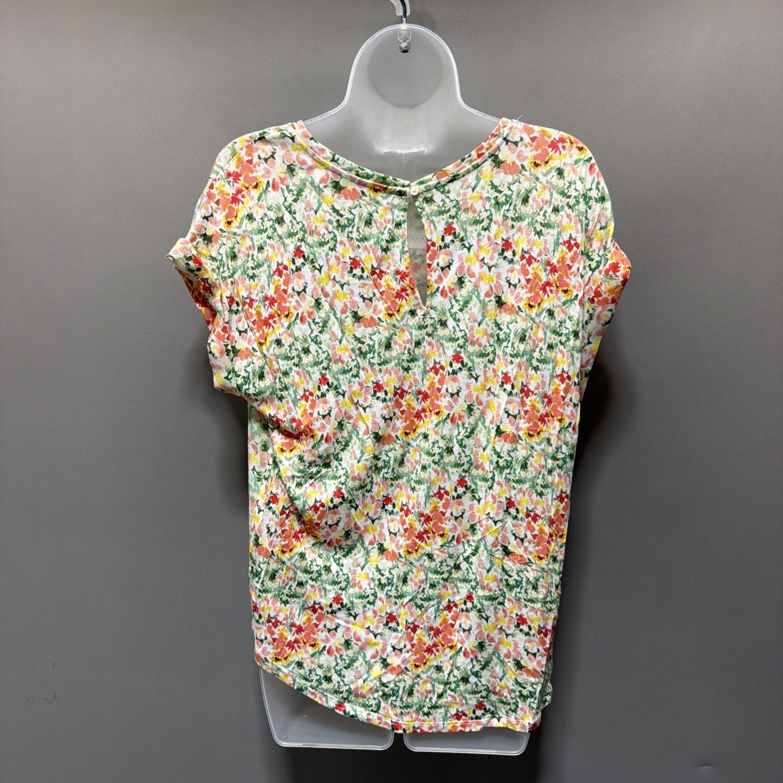 Loft Women Sleeveless Buttercup Floral Pleated Mixed Media Top White M