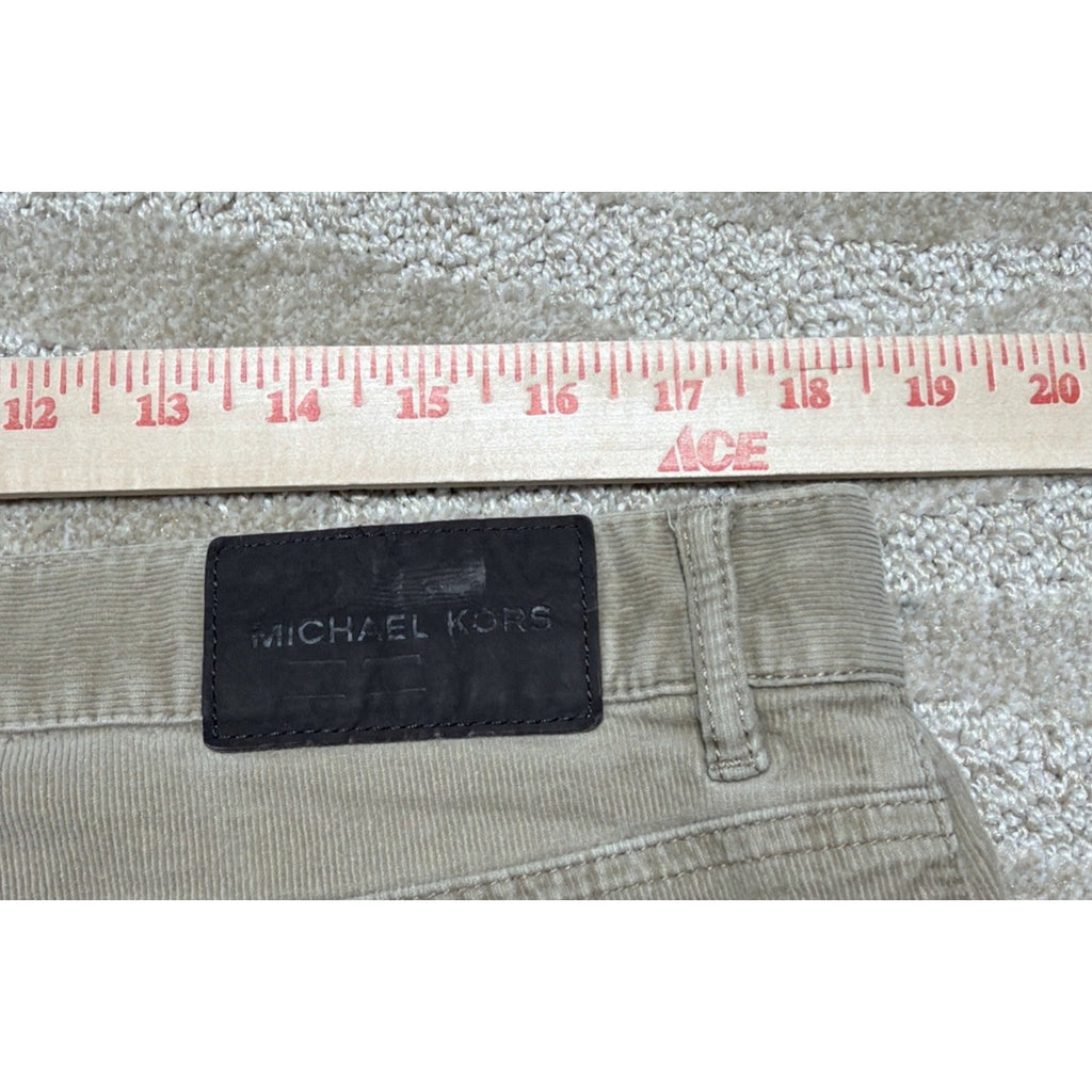 Michael Kors Mens Corduroy Beige Tailored Fit Pants 36x32