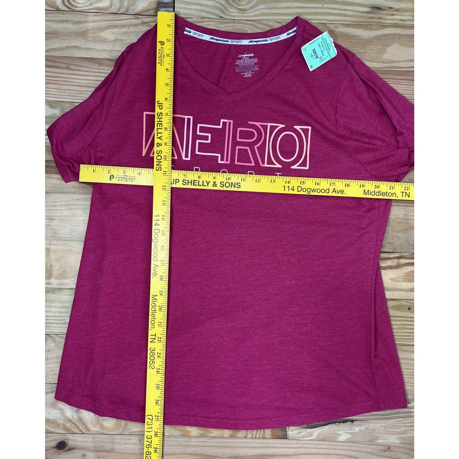 Aeropostale Sport Pink Short Sleeve V Neck T-Shirt Women's Size 1X NEW