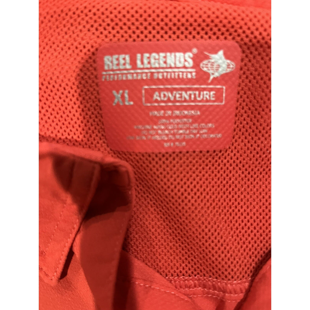 Reel Legends Woman’s Fishing Shirt Outdoor Performance Long Sleeve Button Up Red