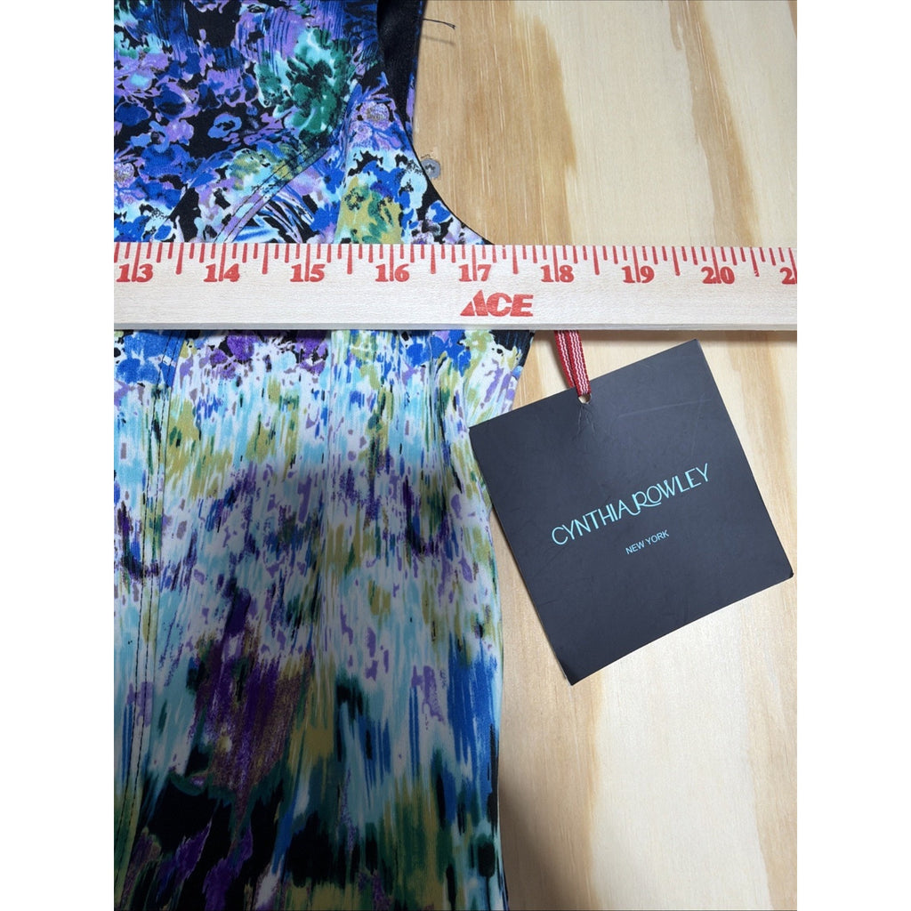 Cynthia Rowley Womens Abstract Watercolor Floral Zip Up Sheath Dress Size 14 New