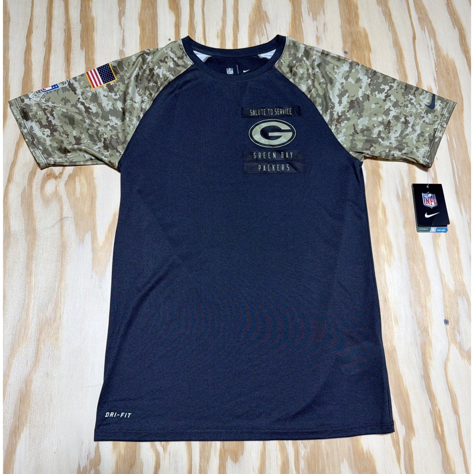 Green Bay Packers Nike Dri Fit Men's Salute to Service On Field Shirt Small New
