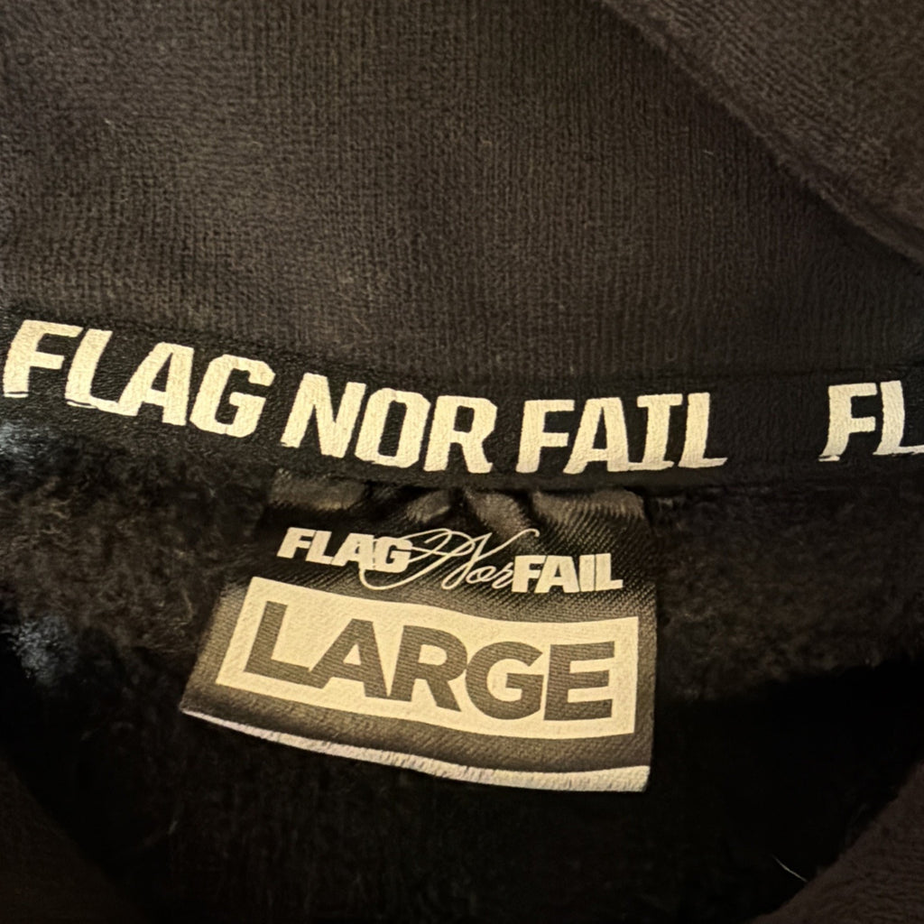 Flag Nor Fail Hoodie Men's L 3D Collection Black Graphic Print Kangaroo Pocket