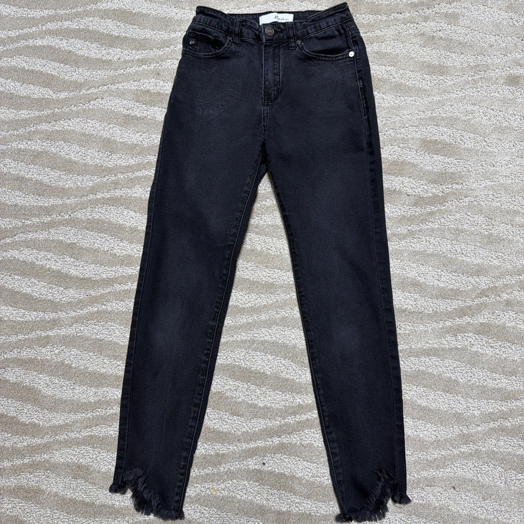 Womens 3/25 Kancan Jeans Black Skinny Distressed Dark Wash