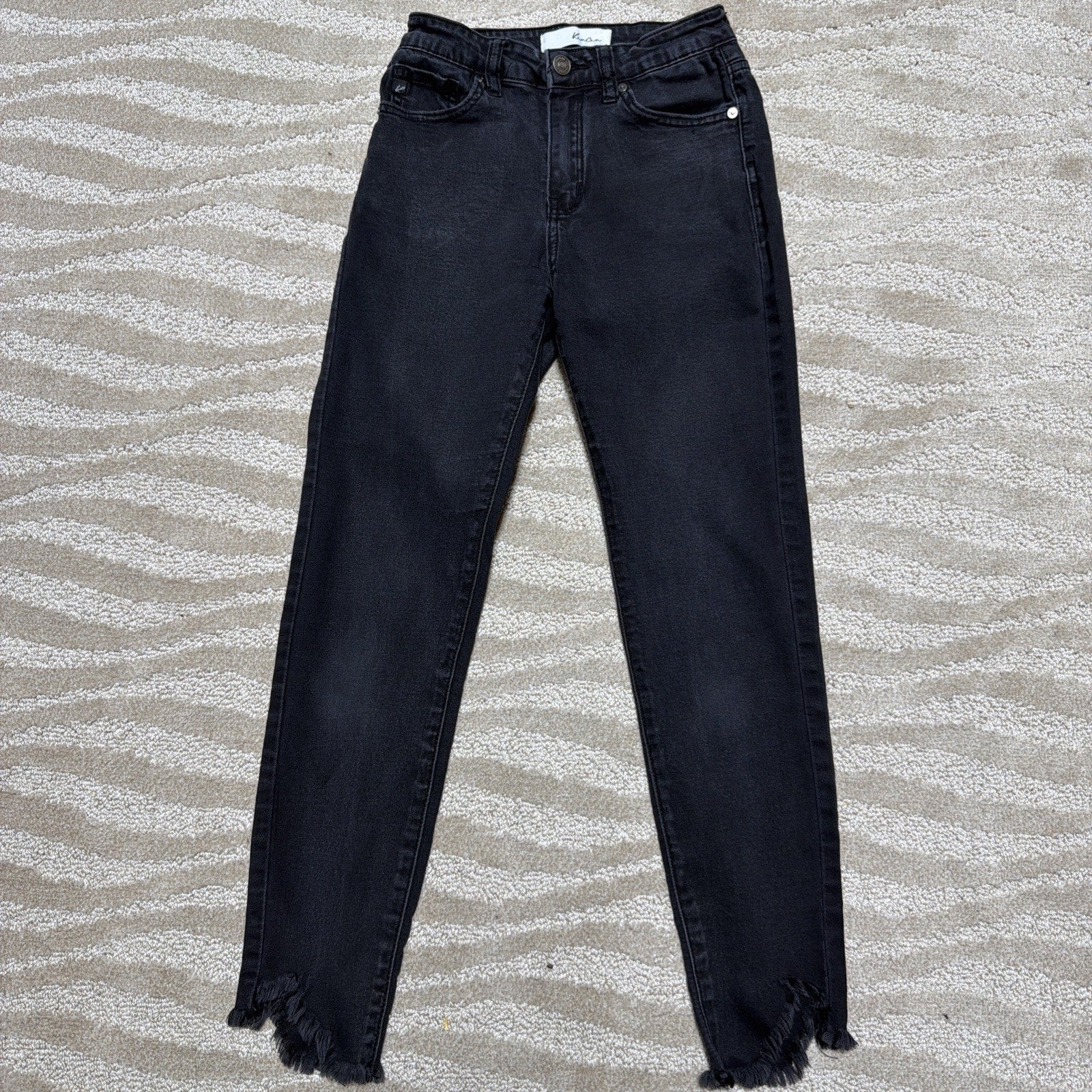 Womens 3/25 Kancan Jeans Black Skinny Distressed Dark Wash