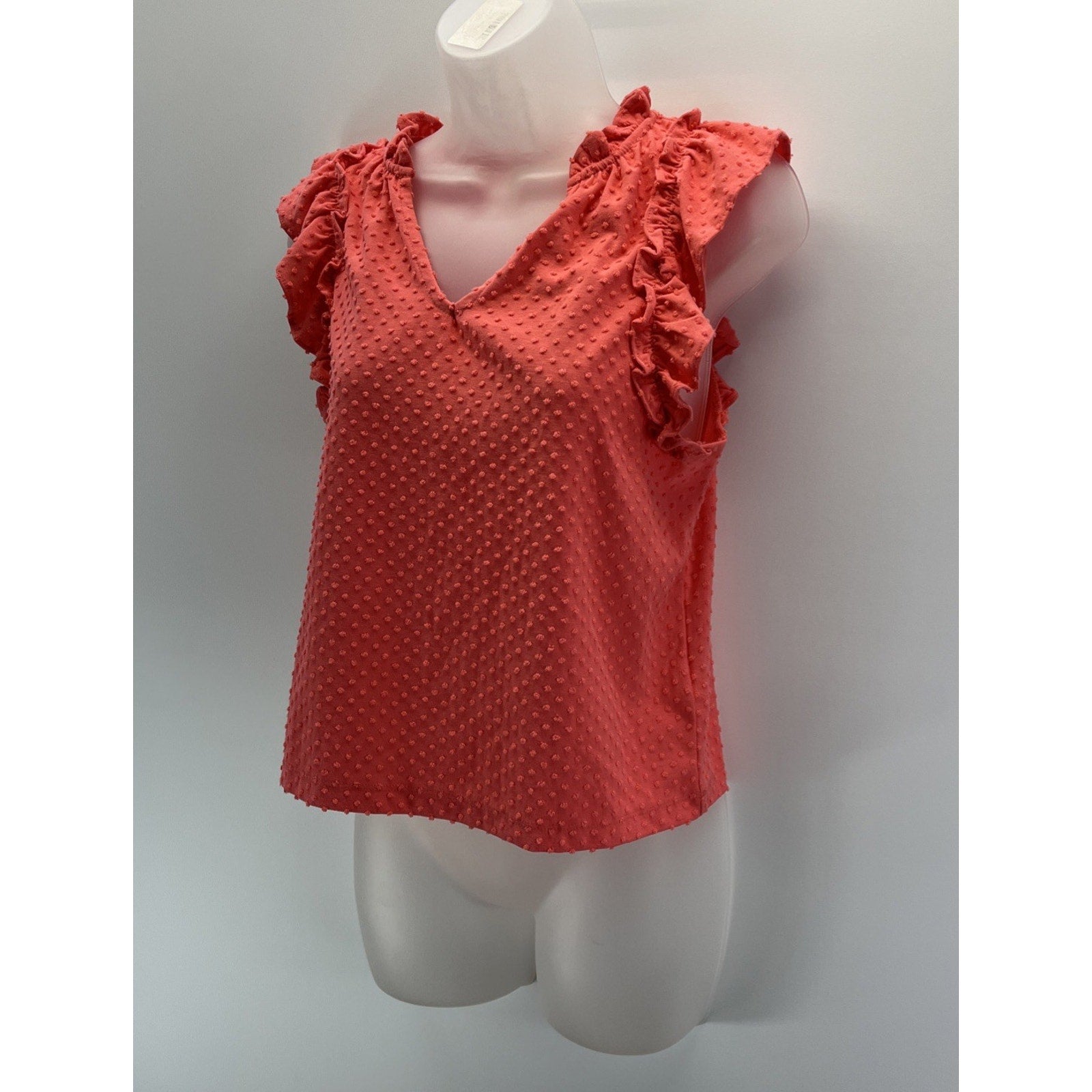 J. Crew Womens Ruffle Sleeve Blouse Clip Dot Top V-Neck Size S