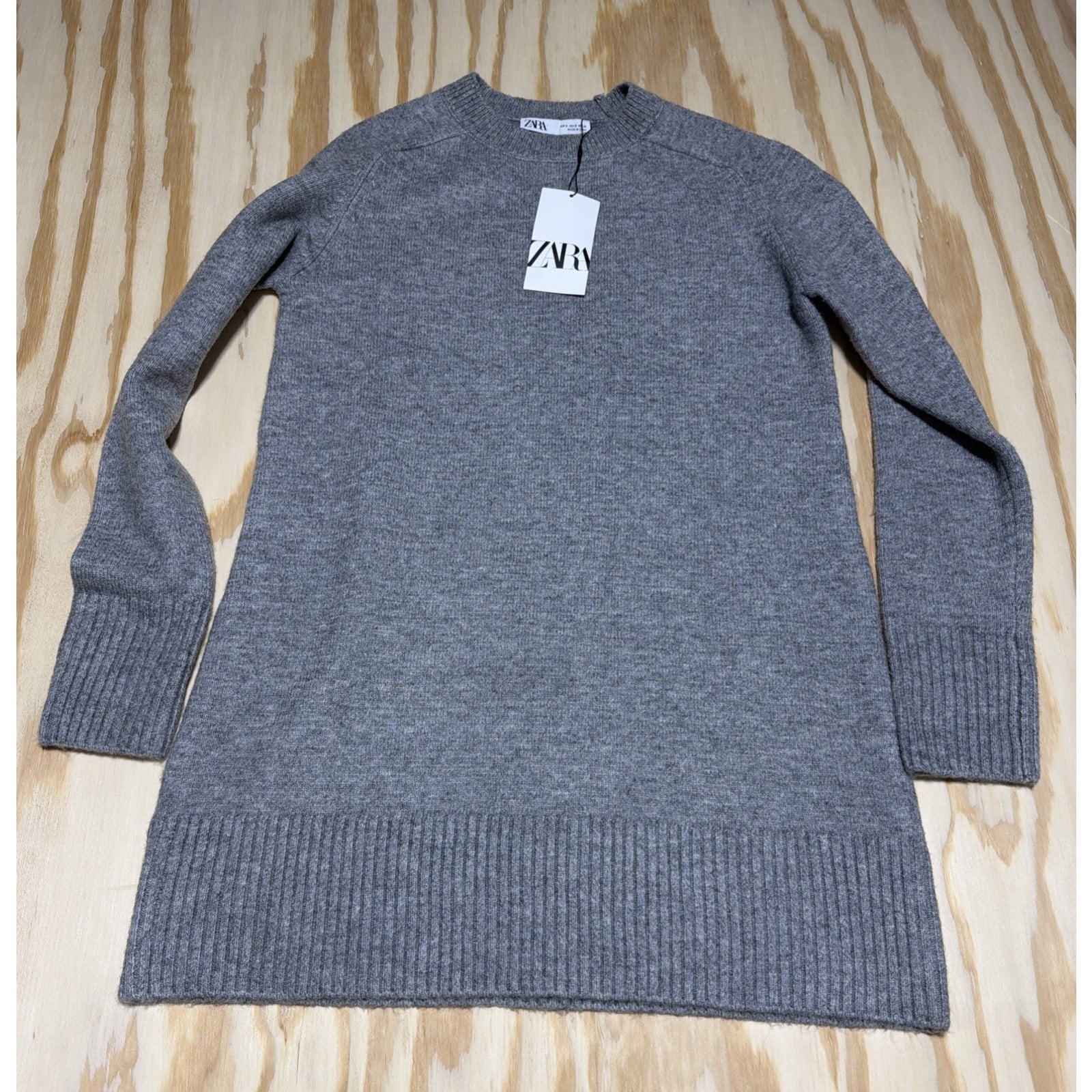 ZARA Super Soft Knit Wool Blend Oversized Gray Mini Dress SIZE Small New W Tags