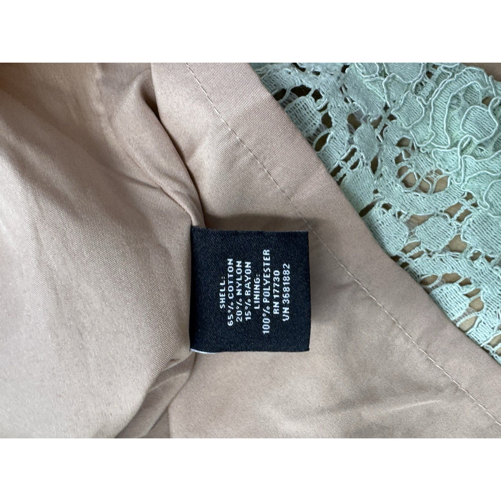 Victoria Beckham Mint Lace Girls Lined Green Dress Long Sleeve Size Small