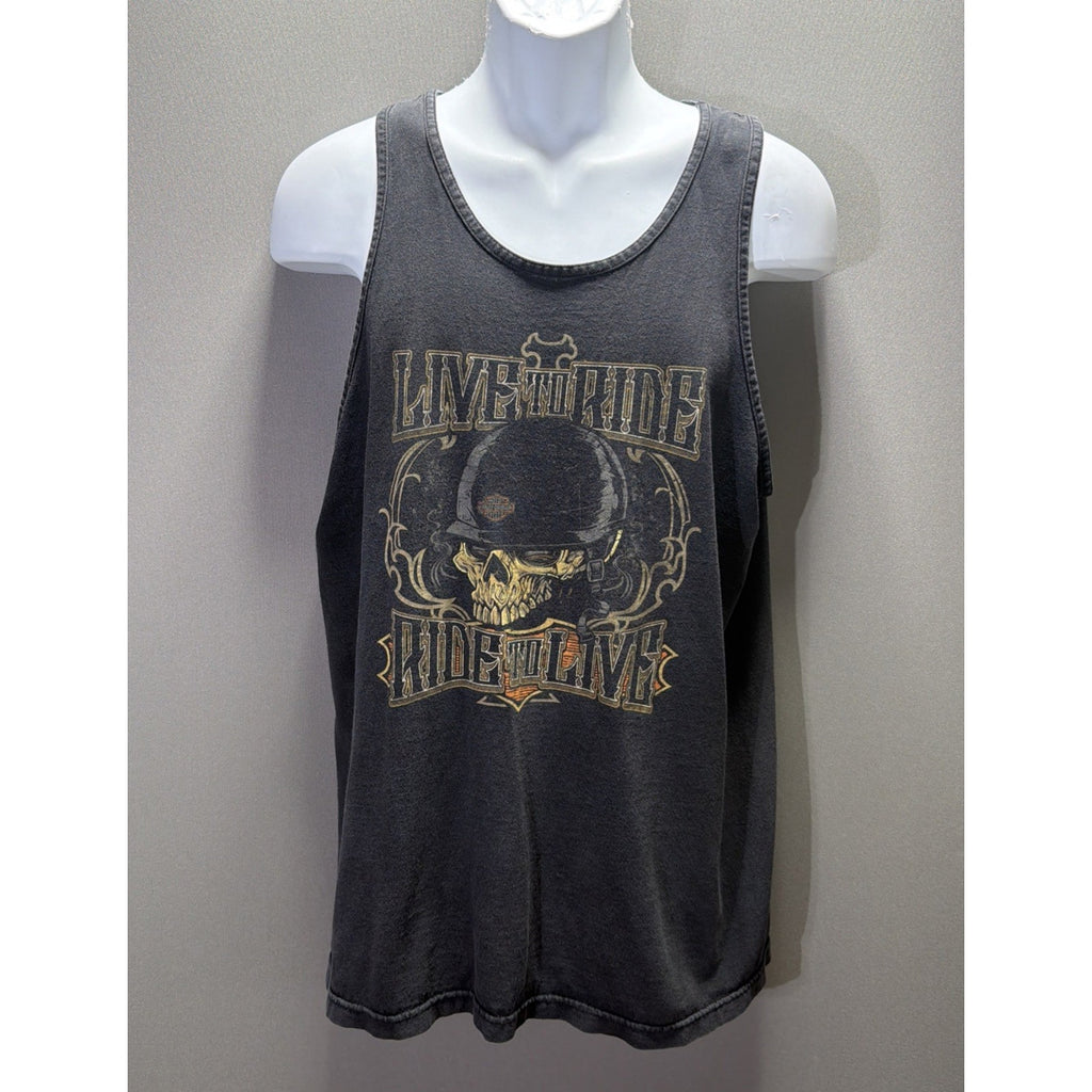 Vtg Harley Davidson Motorcycles Ride To Live Jackson TN Tank Top Faded L USA