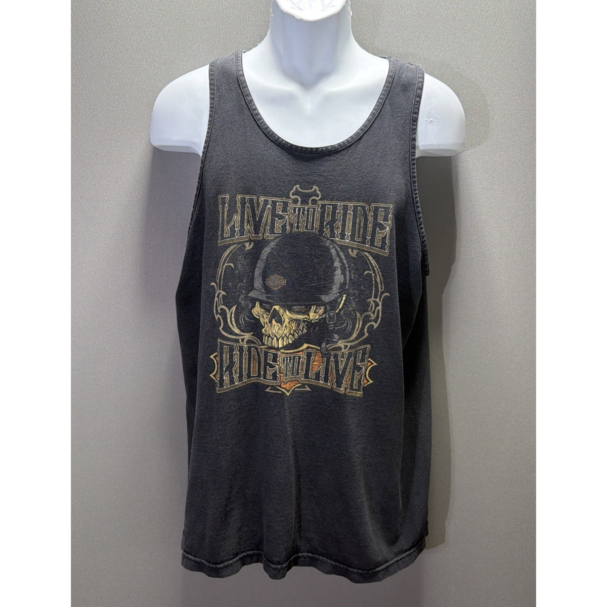 Vtg Harley Davidson Motorcycles Ride To Live Jackson TN Tank Top Faded L USA