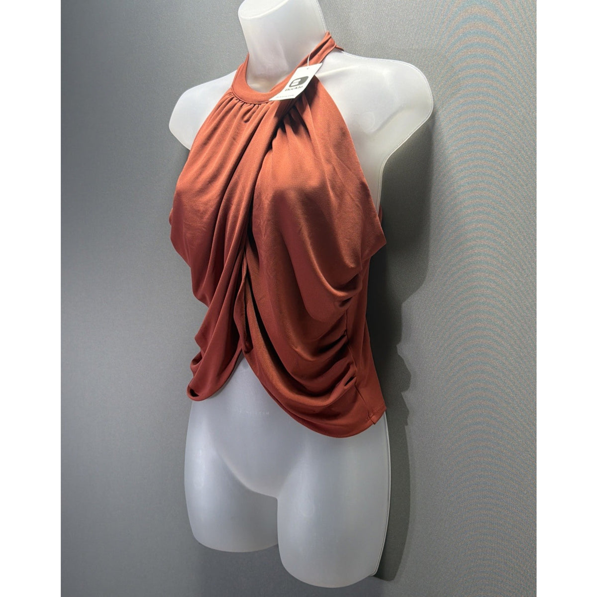 Red by BKE Brick Red Pleated Halter Top Sleeveless Blouse Medium Stretch NWT