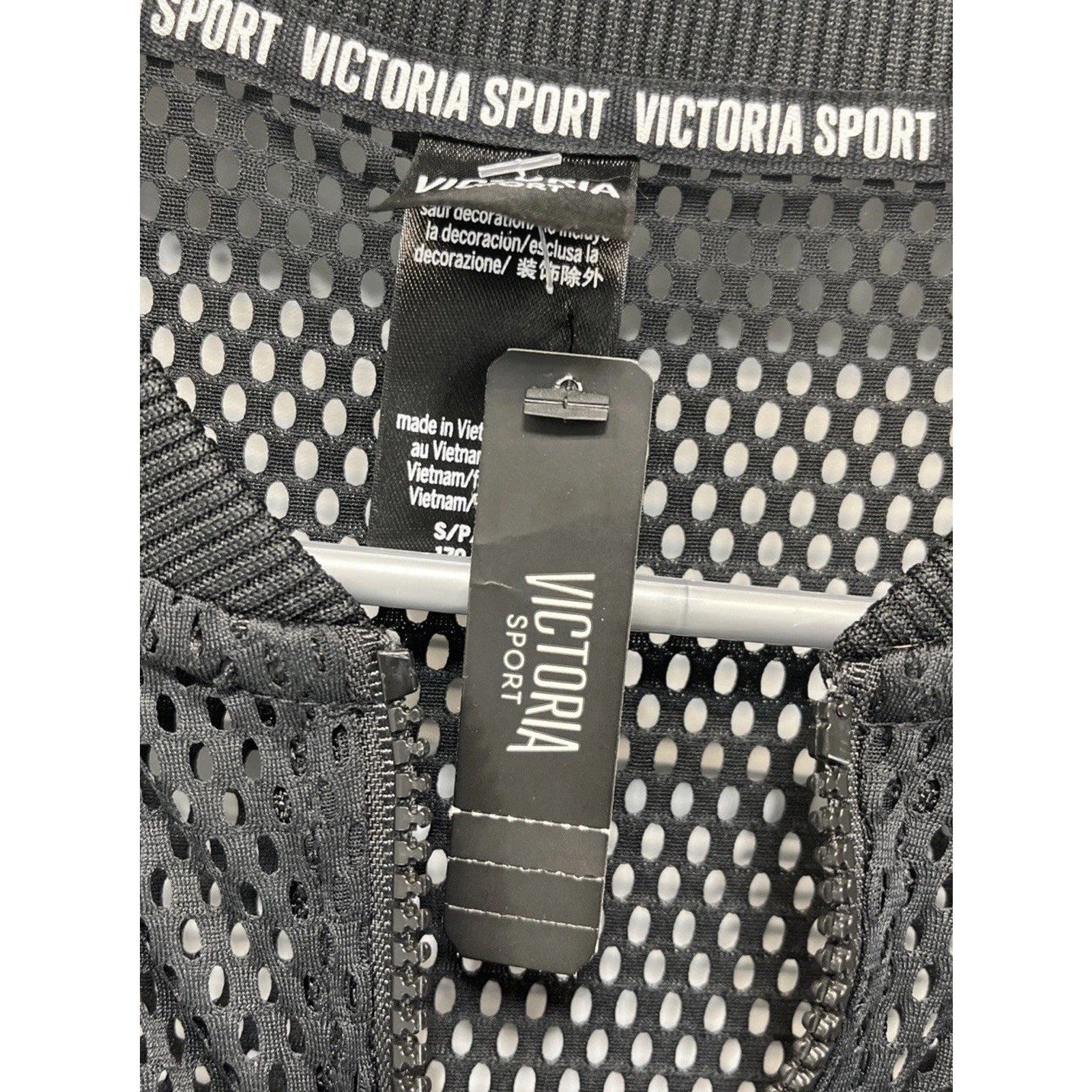 Victoria’s Secret Victoria Sport Mesh Jacket Full Zip Black Gym bomber Sz-S NWT