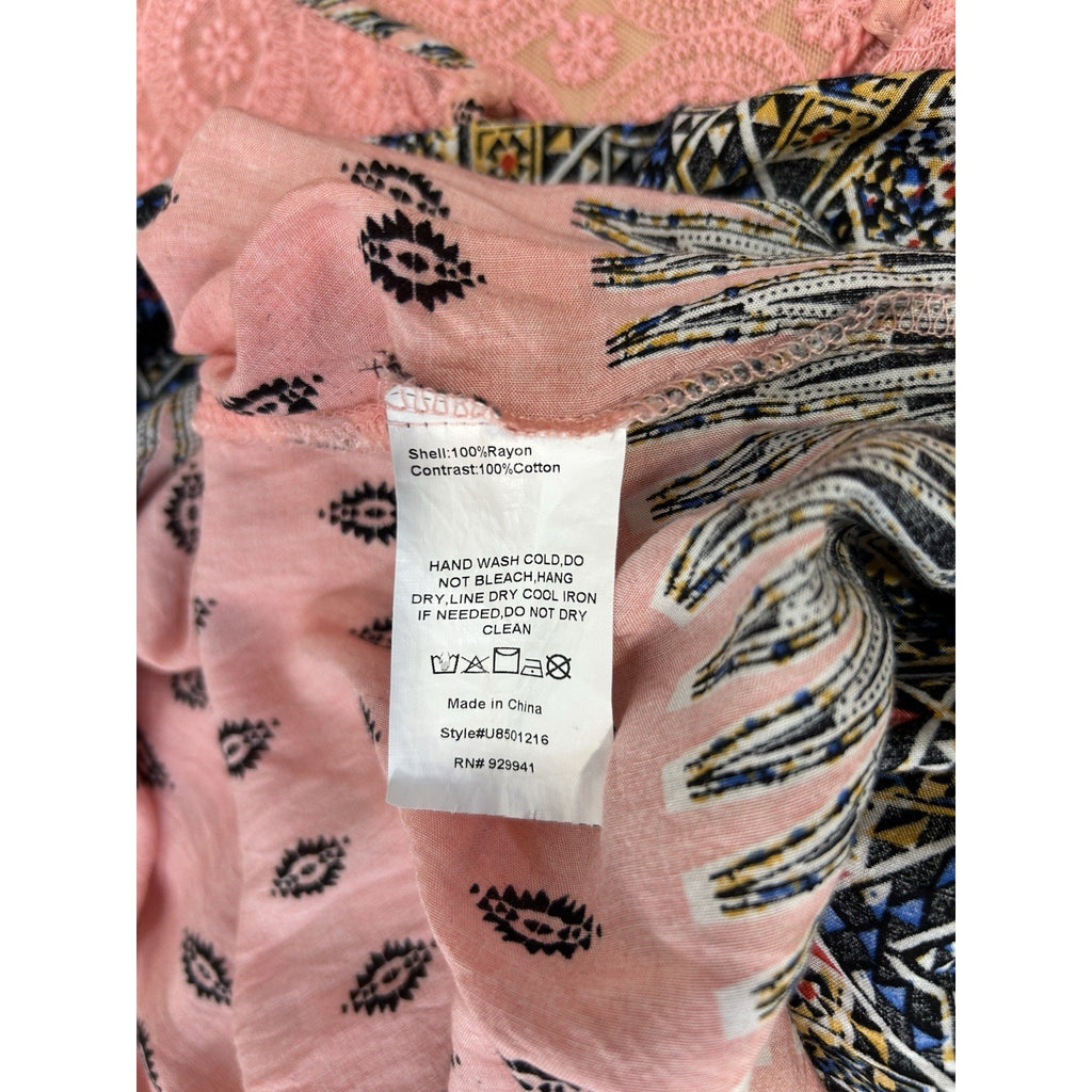 Weekend Suzanne Betro Womens Top LargeBoho Tunic Floral Paisley Sleeveless