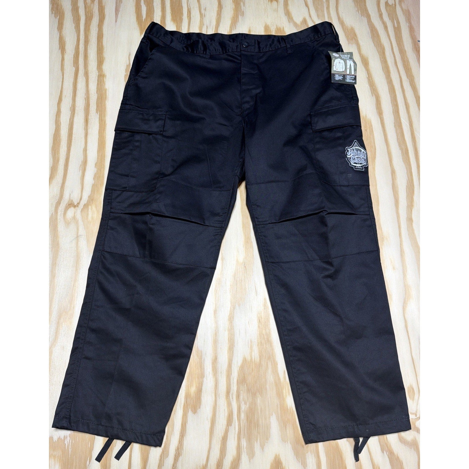 NEW Rothco Battle Tactical Cargo Pants Black XL Button Fly Embroider Johnny Cash