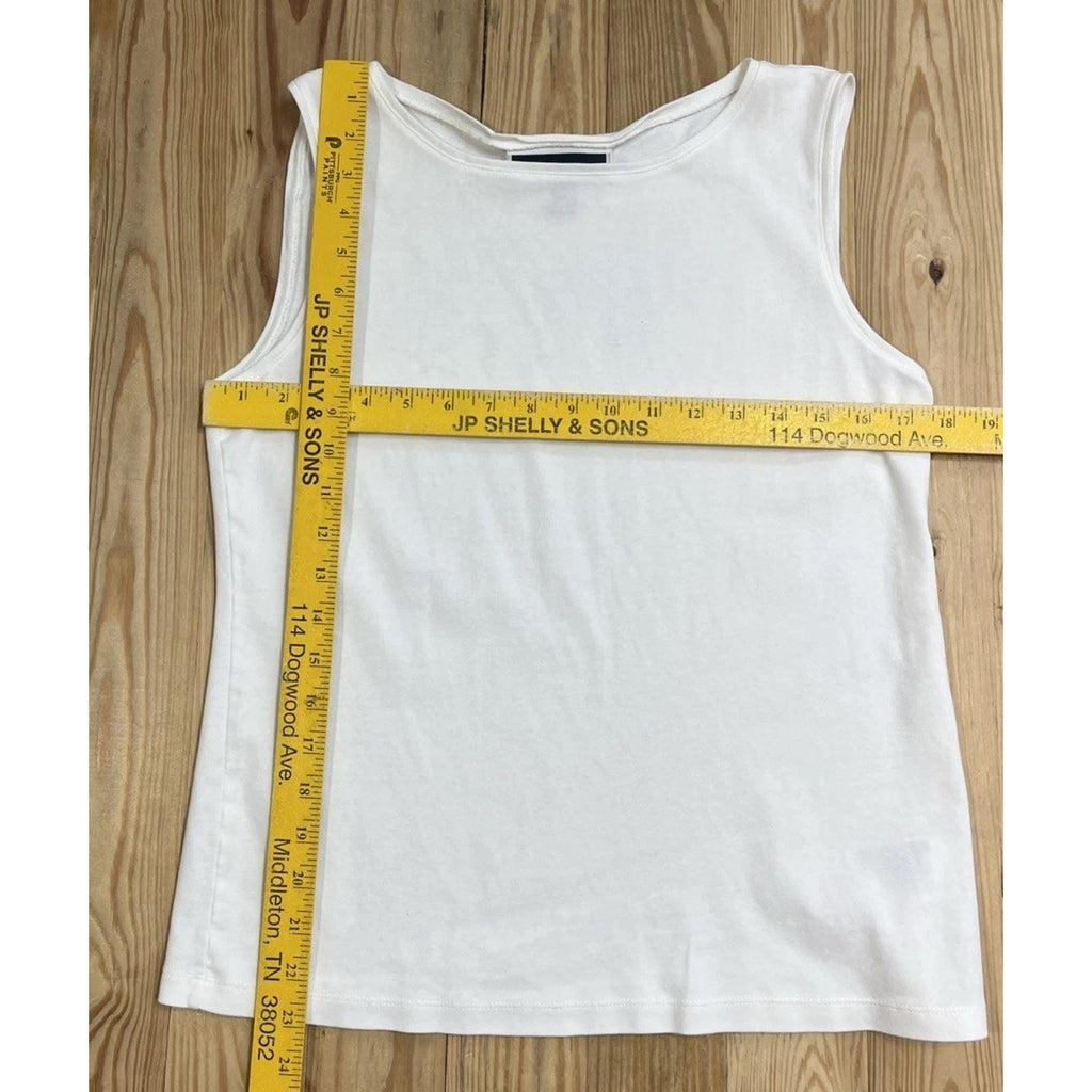 Karen Scott Women's White Sleeveless Ribbed Tank Top Size PL