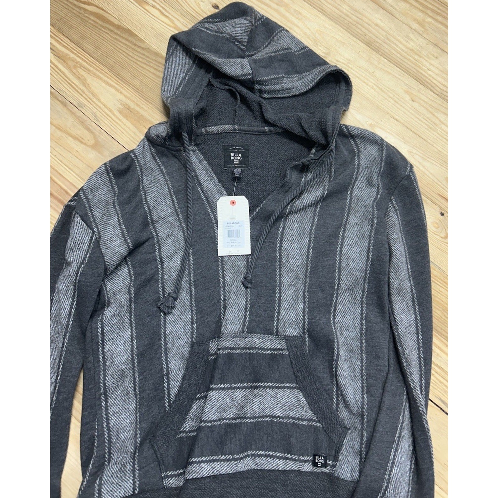 Billabong Hoodie Terry Pullover Grey Beach Stripe SP NWT