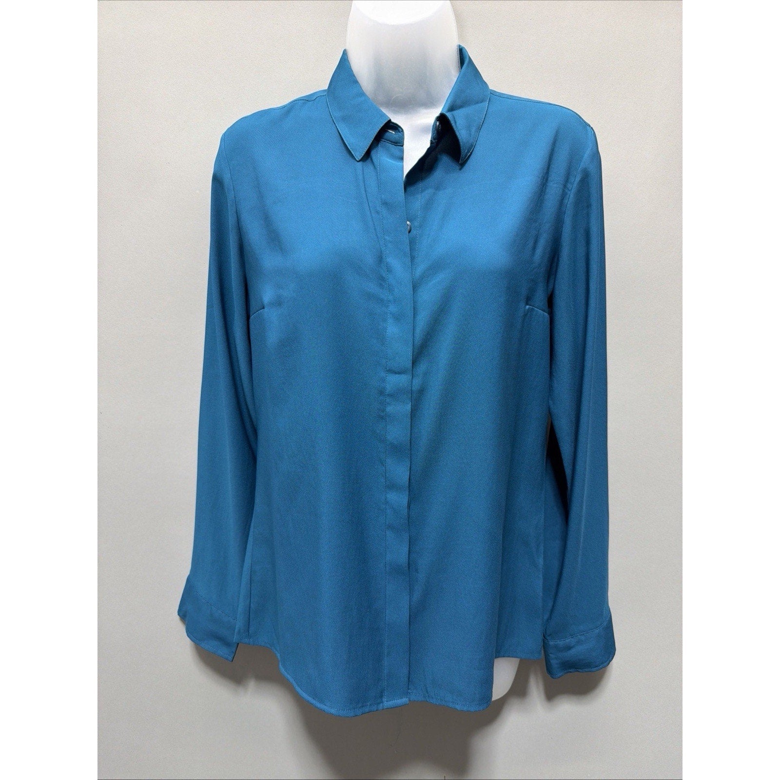 Express The Portofino Shirt Blue Womens Size Small Blouse Long Sleeve Button Top