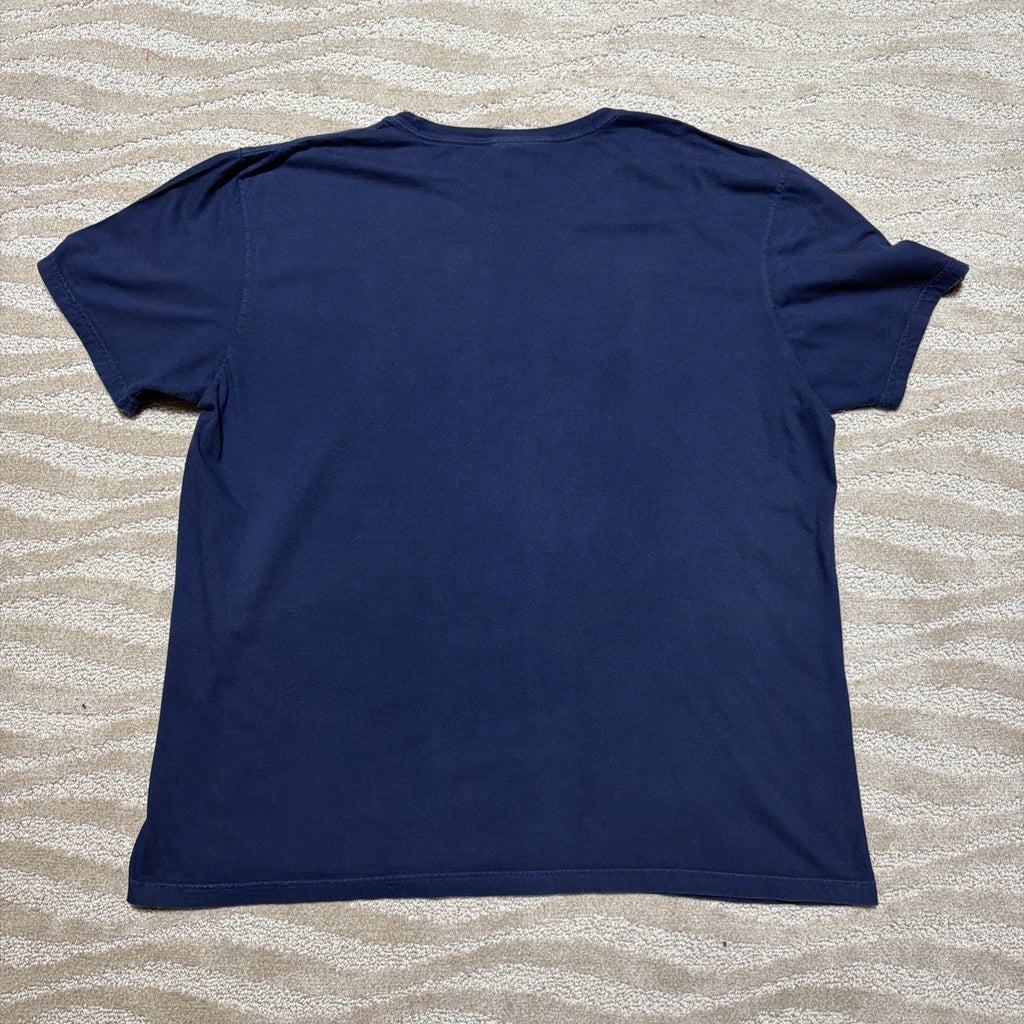 Vintage 1990s Polo Ralph Lauren Navy T-Shirt with Red Pony Logo Faded XL