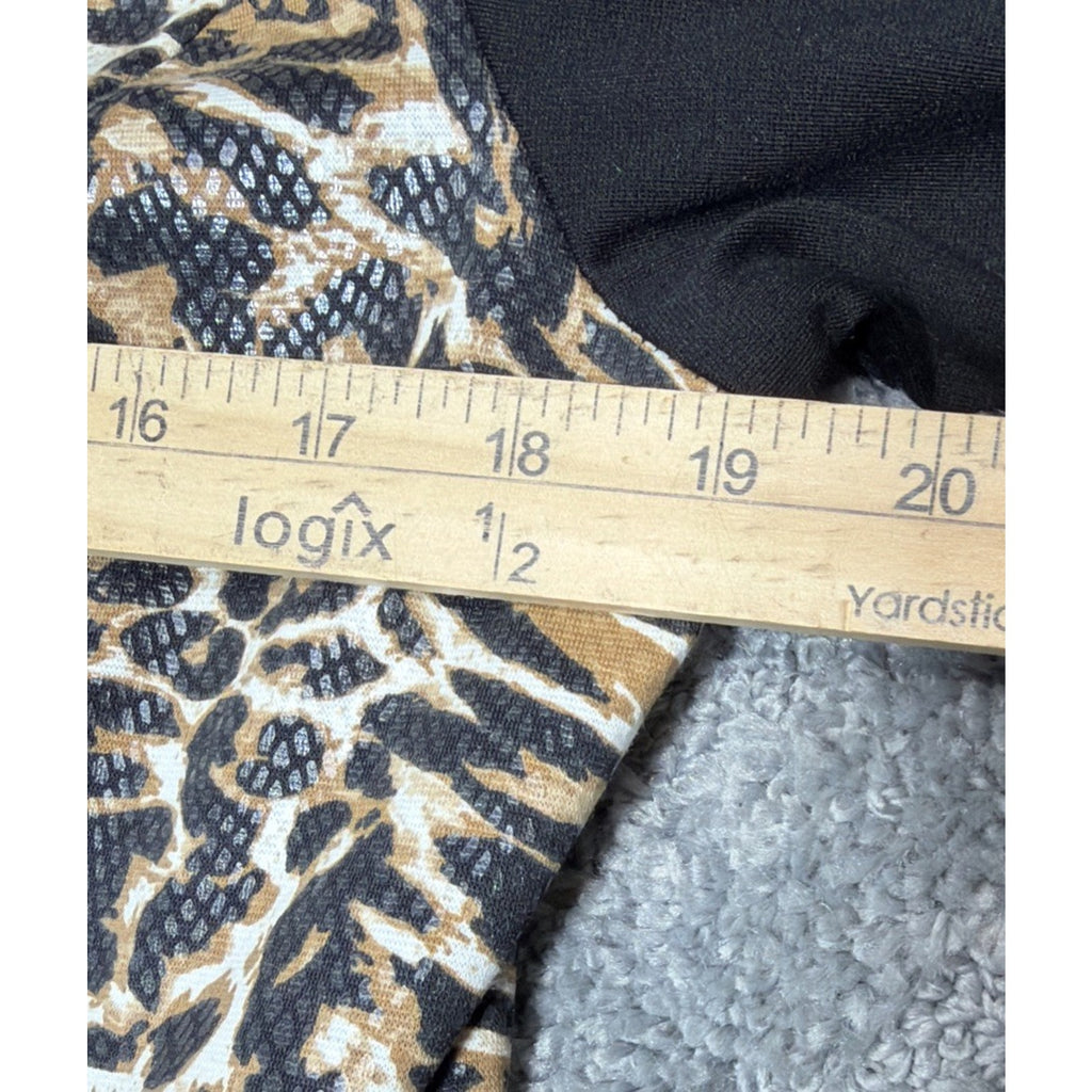 ALLISON DALEY BLACK & LEOPARD FULL ZIP LONG SLEEVE JACKET SZ Small