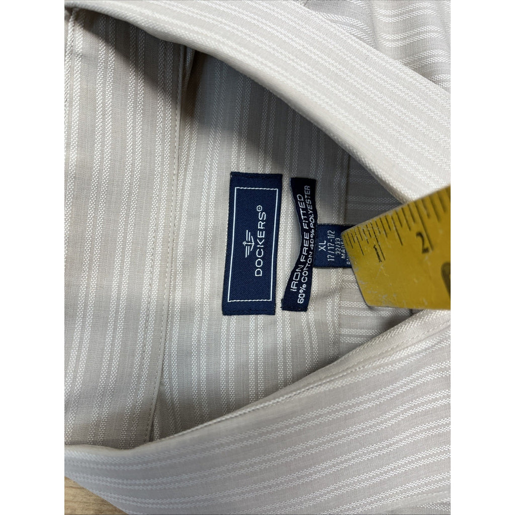 NWOT Dockers Iron Free Fitted Mens XLarge Tan Long Sleeve Button Up Shirt