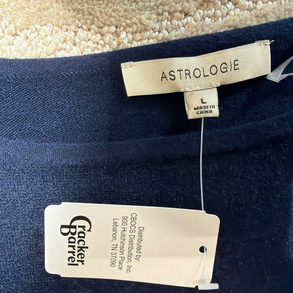 Astrologie Cowgirl Boots Sweater Womens L Navy Blue Western Intarsia Soft Knit