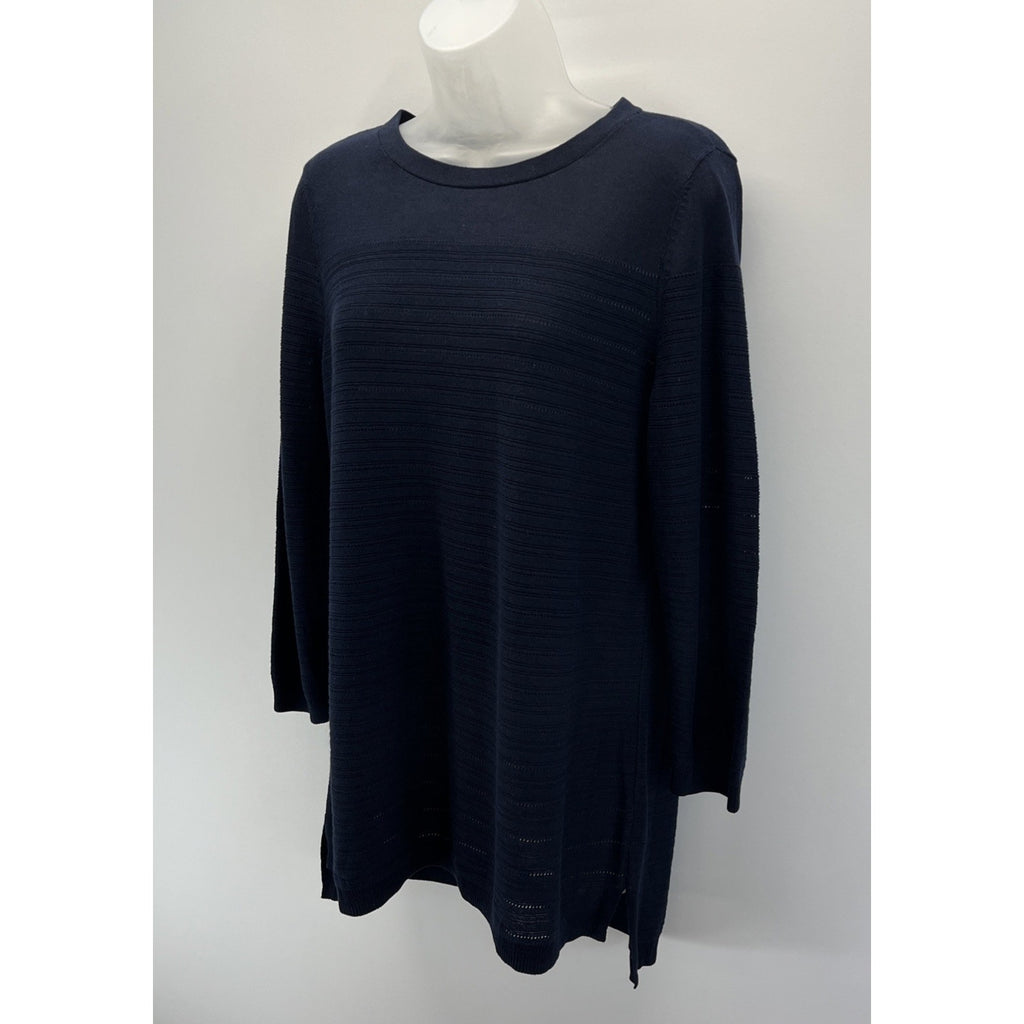 Talbots Knit Breathable Navy Sweater M Womens Long Sleeve