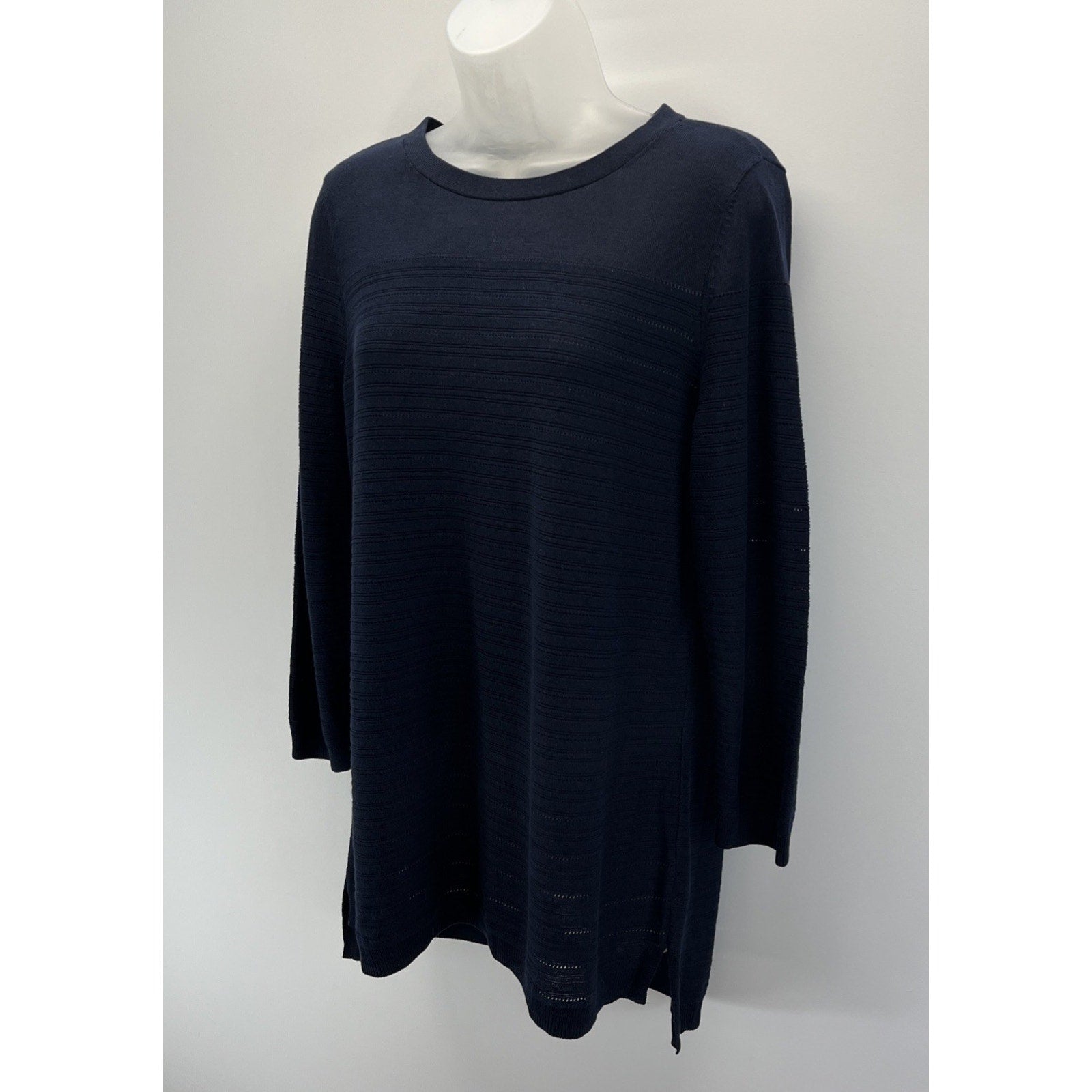 Talbots Knit Breathable Navy Sweater M Womens Long Sleeve