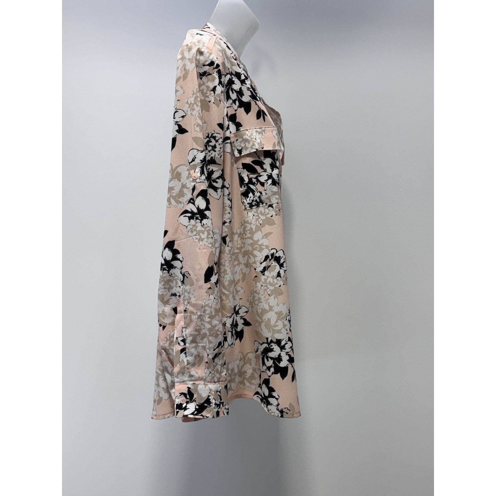 Calvin Klein Shirt Pink Floral Long Sleeve Button Up Blouse Women’s Size XL