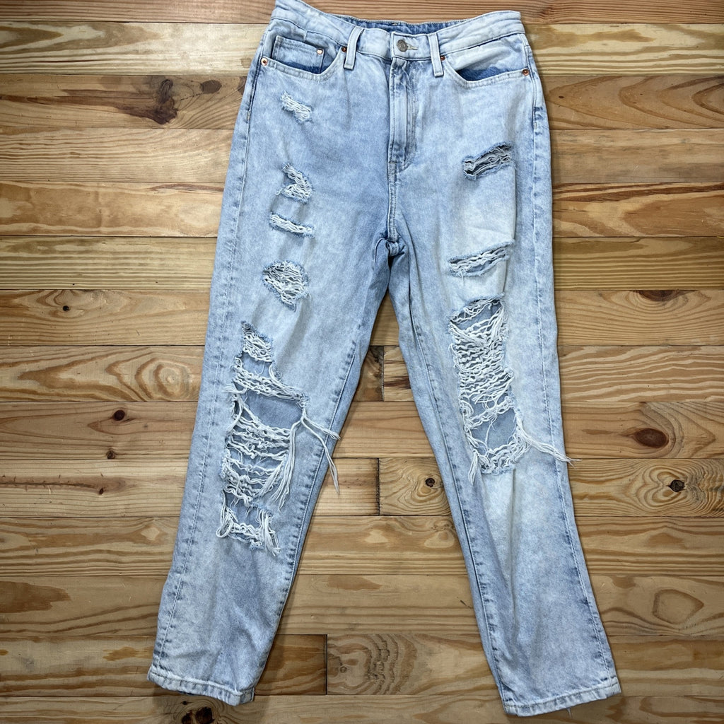 h&m women's Ripped Super high waisted Mom Jeans Size 8 29x28
