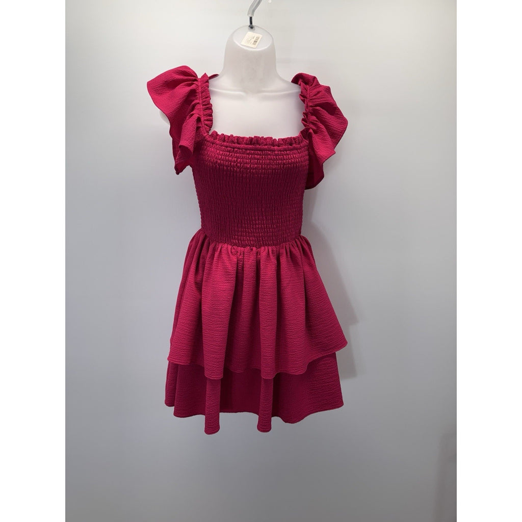 Express Ruffled Sleeve Tiered Mini Dress Women’s Size Small Smocked