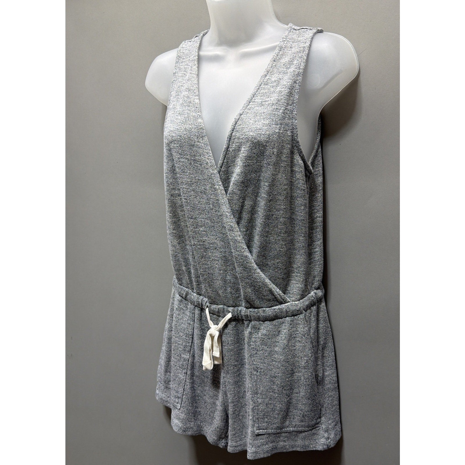 Lou & Grey X Loft Sleeveless Jumpsuit Shorts Grey Tie Waist One Piece Size XS