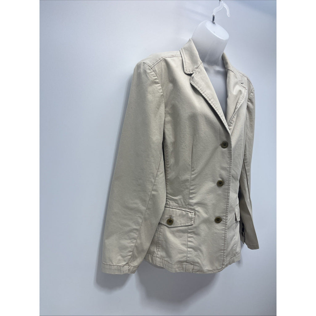 Eddie Bauer Womens Legend Wash 3 Button Jacket Blazer Size 16 Khaki Tan
