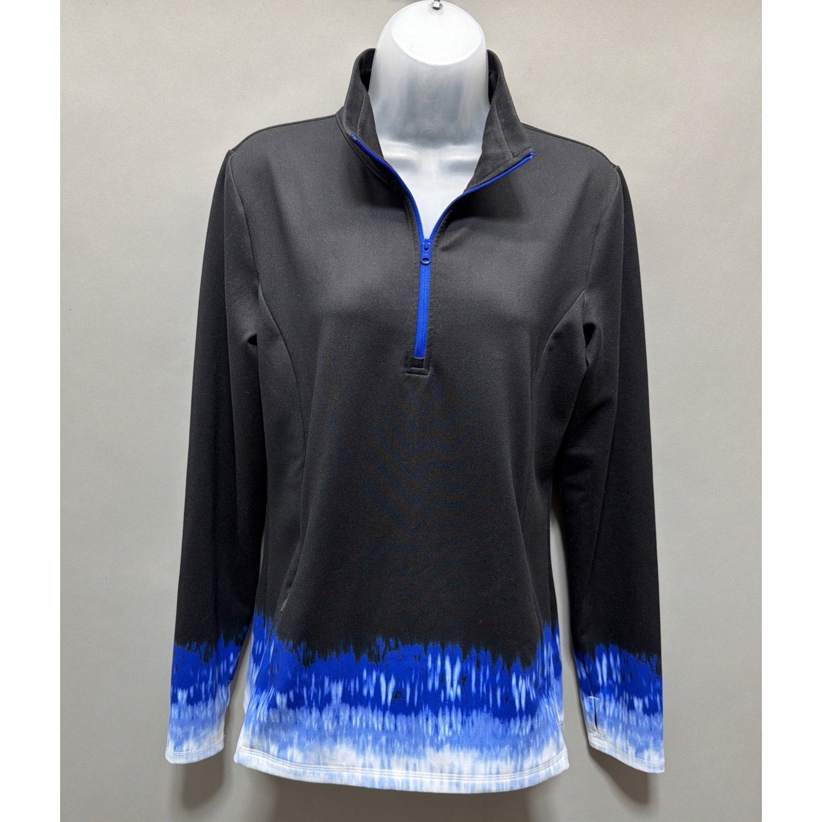 Talbots Women ON THE MOVE TIE DYE HALF ZIP PULLOVER M SPF 50 POCKETS