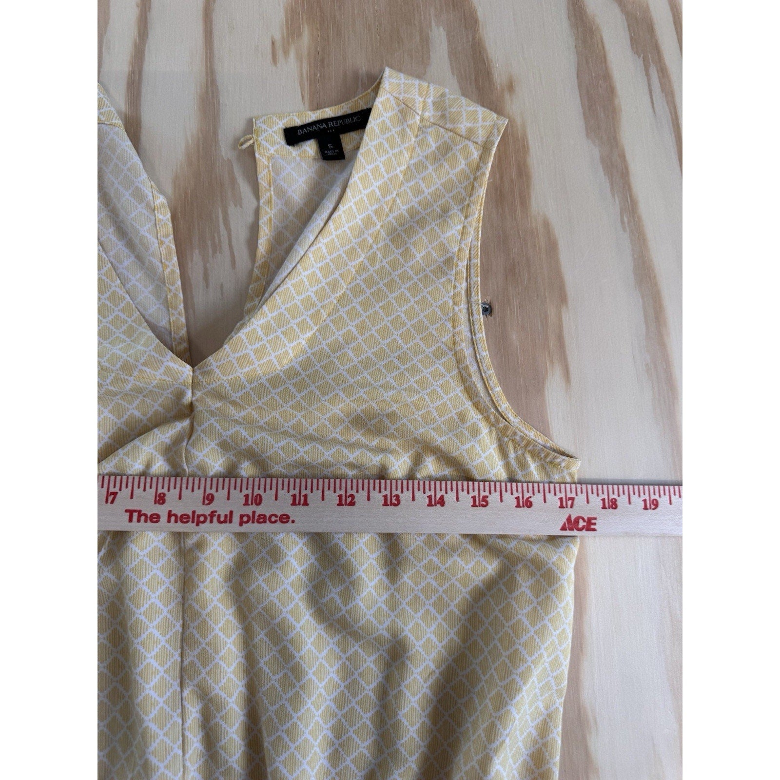 Banana Republic Yellow Geometric Romper Womens Small Sleeveless Drawstring Pocke