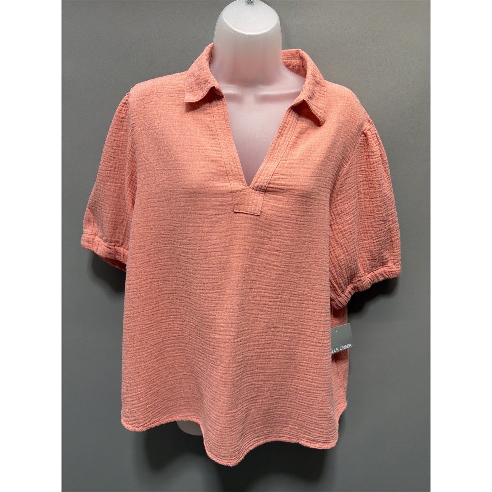 Falls Creek Double Cloth Popover Boxy Top Melon Women's Size XL NEW