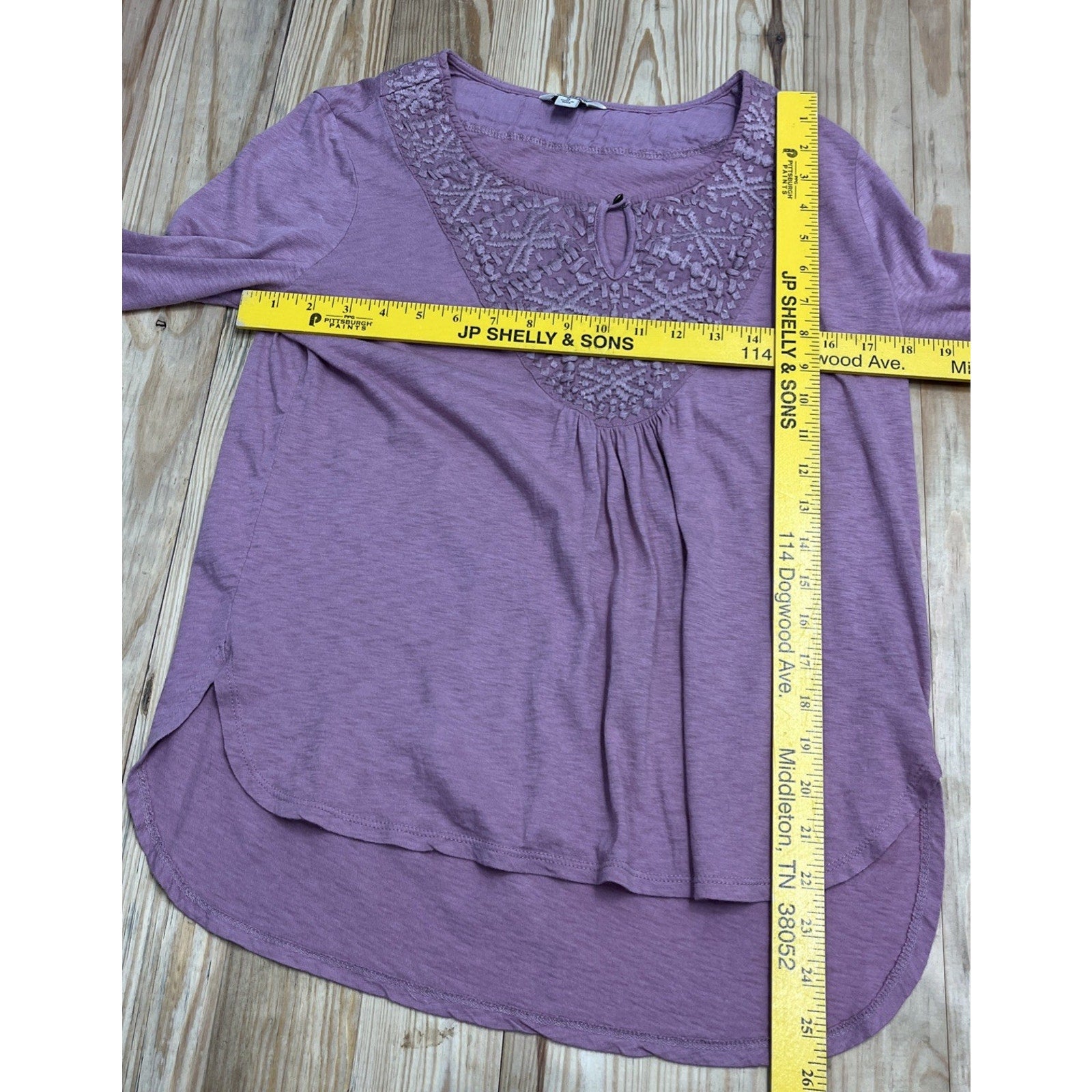 Lucky Brand Top Womens Small Pink Long Sleeve Embroidered Tasseled Peasant Boho