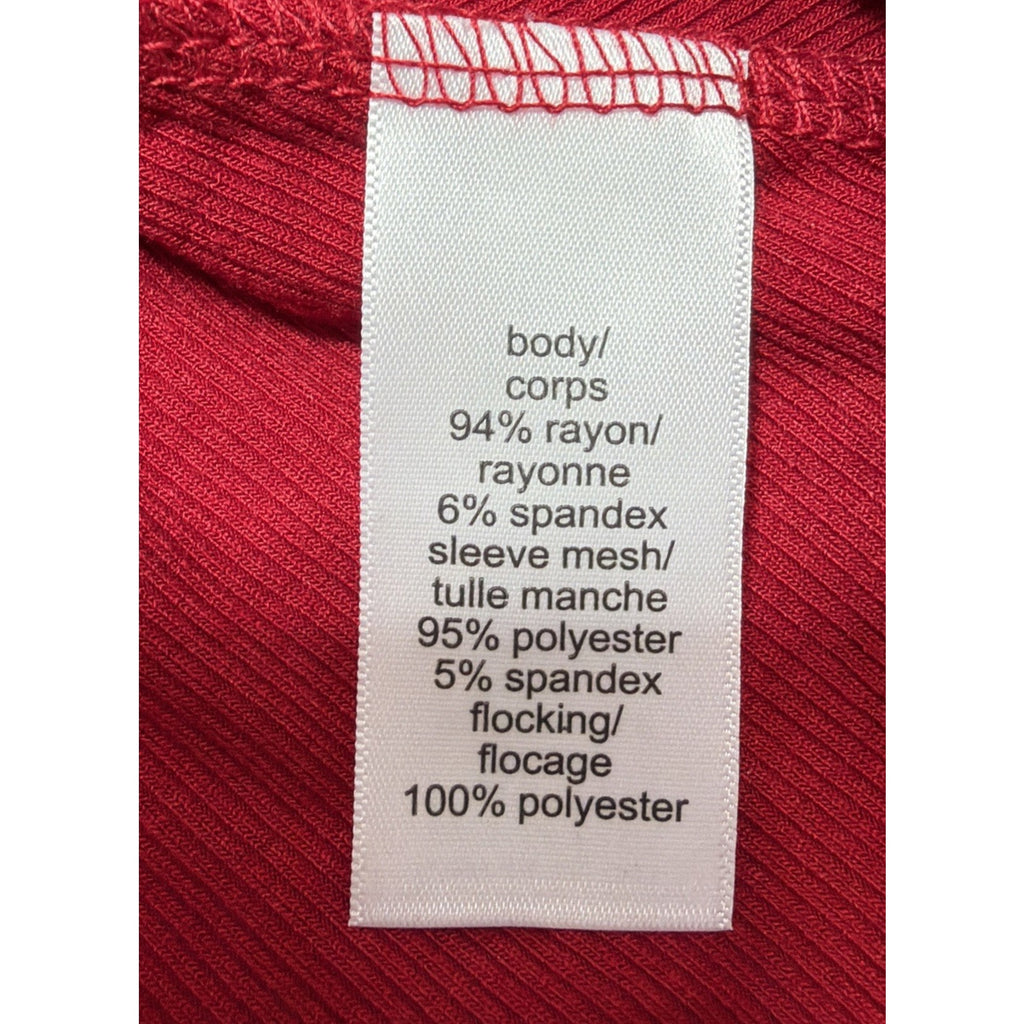 Maurices Red Surplice Tie Front Top Sheer Swiss Dot Sleeve Plus Size 1X