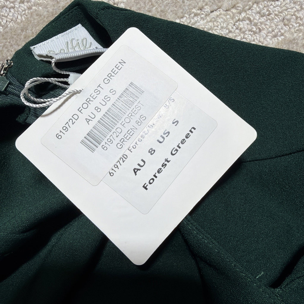 Selfie Leslie Jackie Wide Ruffle Hem Pinafore Dress In Forest Green NWT Size S