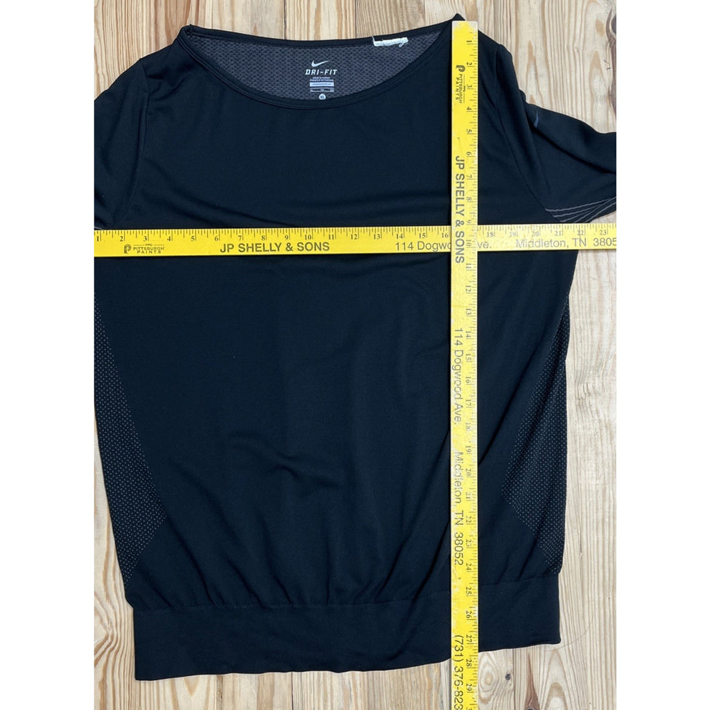 Nike Womens Dri Fit Running Reflective Long Sleeve Black Shirt Size XL