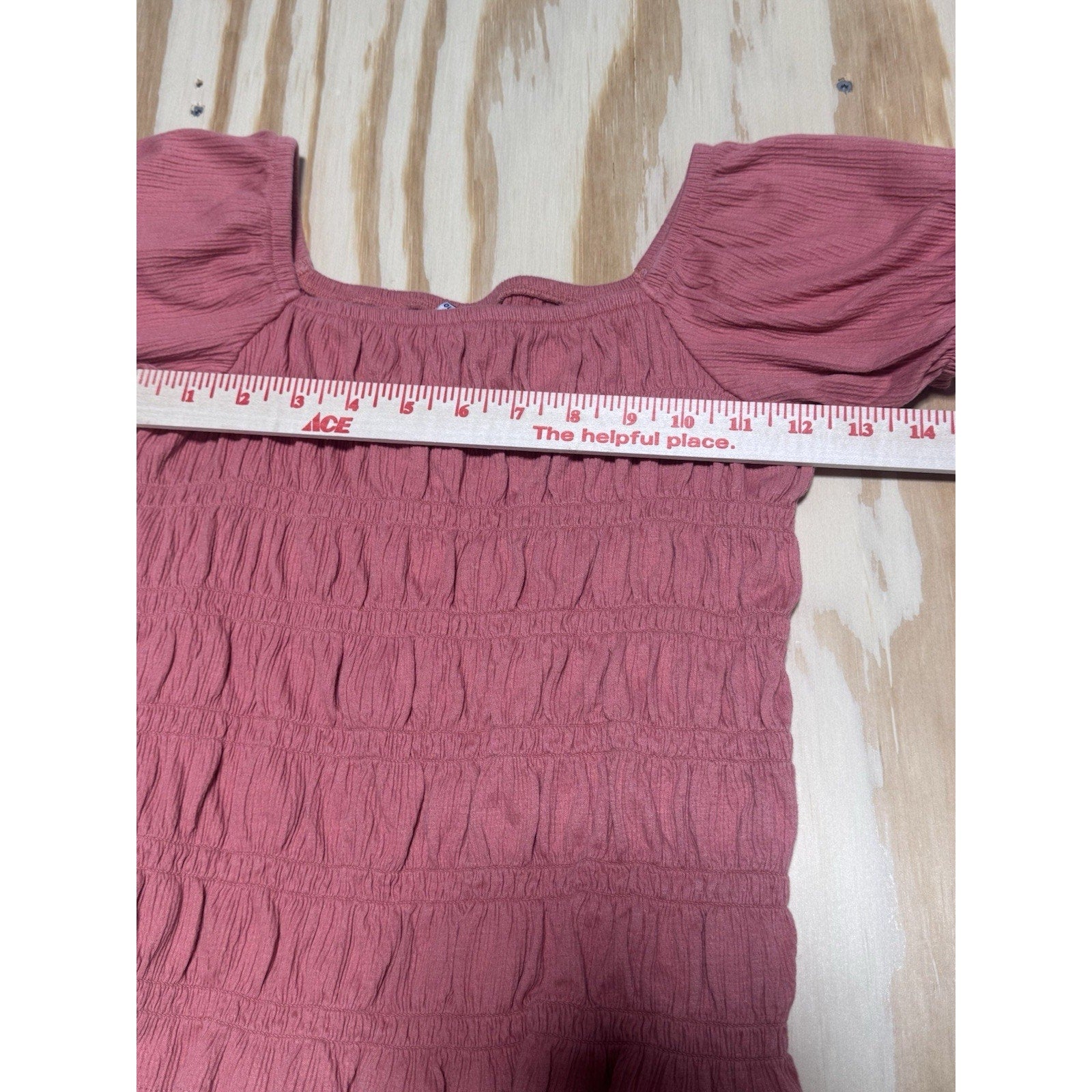Old Navy Pink Smocked Youth X-Large (14-16) Square Neck Puff Sleeve Blouse