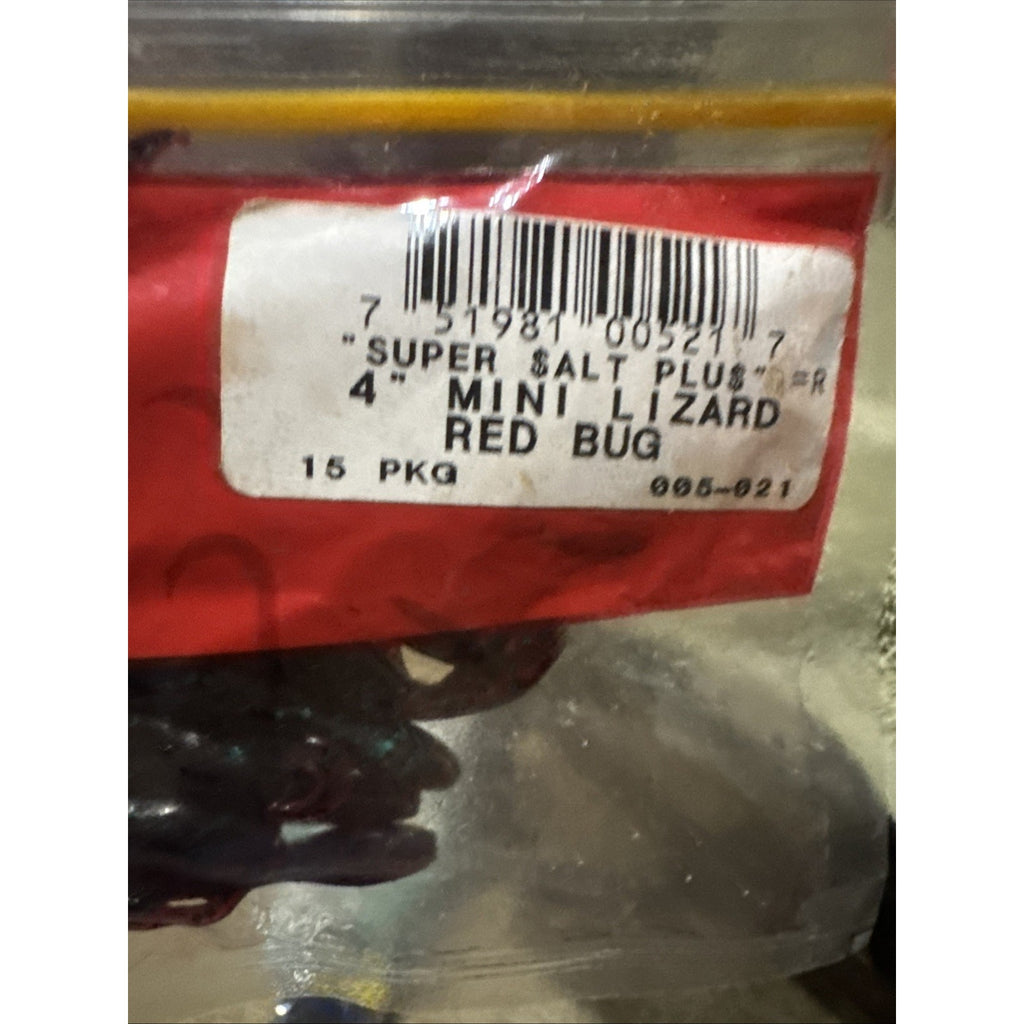 Vintage Zoom Mini Lizard 4” Red Bug 15 Pack Bass Fishing Lures 005-021 NOS
