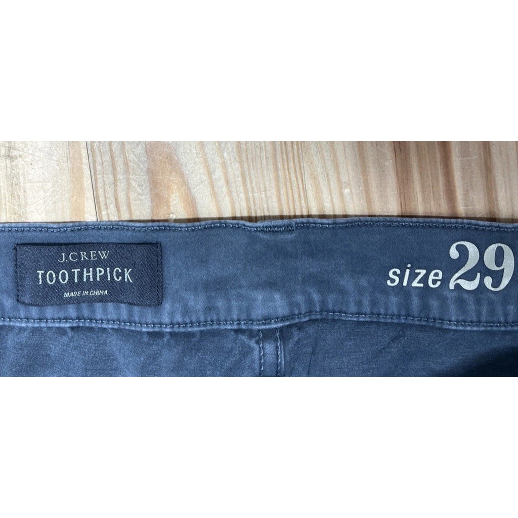J Crew Women Black Denim Skinny Toothpick Dark Wash Jean Size 29x28