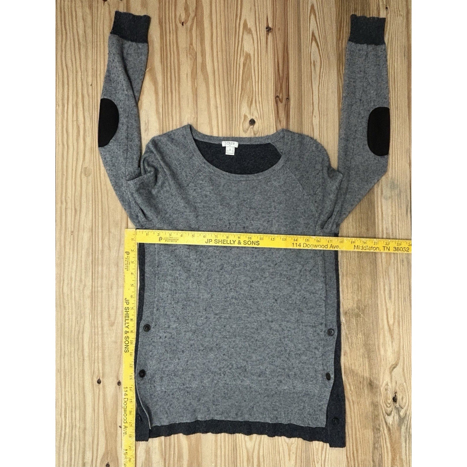 J. CREW Extra Soft Wool Blend Side Buttons Sz Small Sweater Light And Dark Gray