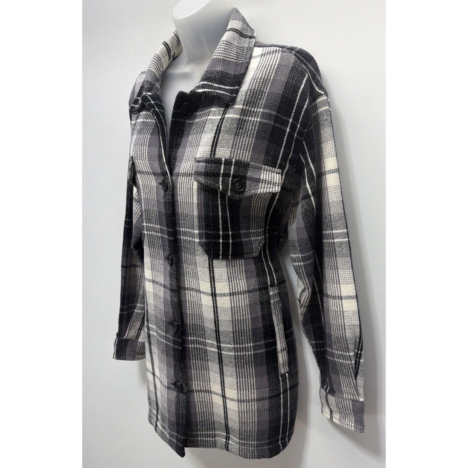 Lucky Brand Womens M Black Plaid Button Up Heavyweight Jacket NWT 179$ MSRP