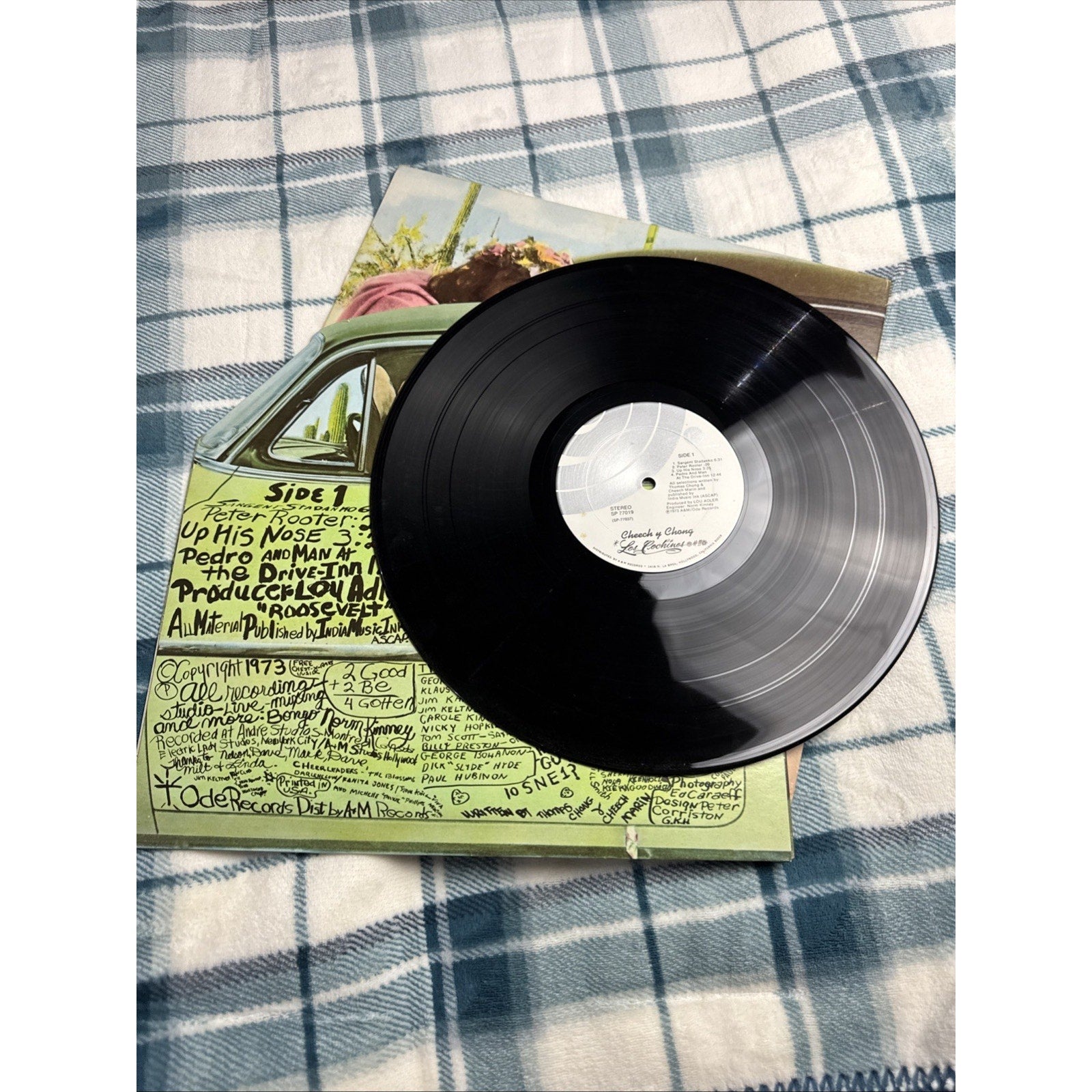 Cheech & Chong Los Cochinos LP 1973 Ode SP 77038 Die-Cut Car Door VG