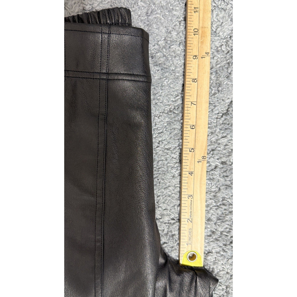Spanx Womens Size M Faux Leather Joggers Pants Black Noir Cuffed
