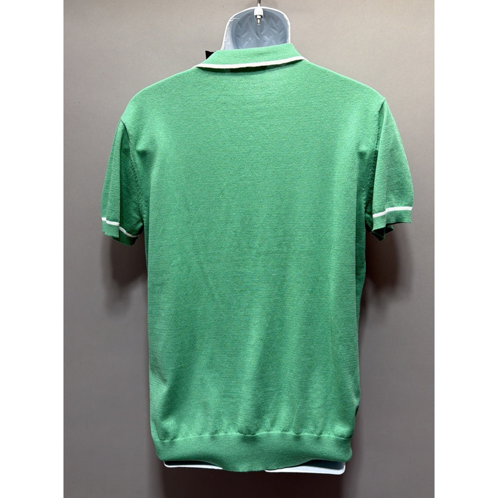 NWT J Ferrar Polo Sweater Mens Large Green Knit Short Sleeve Collared Stretch
