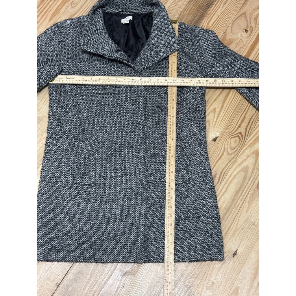 J. Crew City Coat Herringbone Wool Blend Chic Black & White Size 4 Warm & Classy
