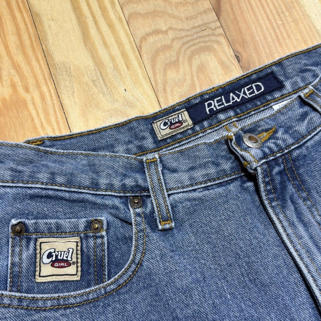 Cruel Girl Relaxed Tapered High Rise Womens 13R Denim Blue Jeans Y2K 90s 31x31