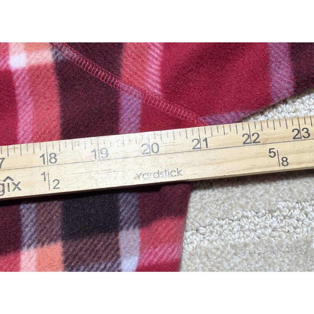 Eddie Bauer Womens L Sweater Fleece Red Plaid 1/4 Zip Pullover Long Sleeve NWOT
